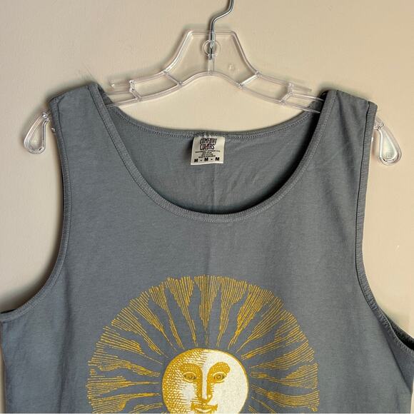 Comfort Colors Gray Yellow Sun South Padre Island Texas Tank Top Size Medium - Picture 2 of 7